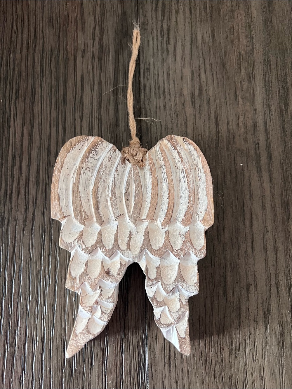 Angel Wing Hanging Decor - White and Natural Wood